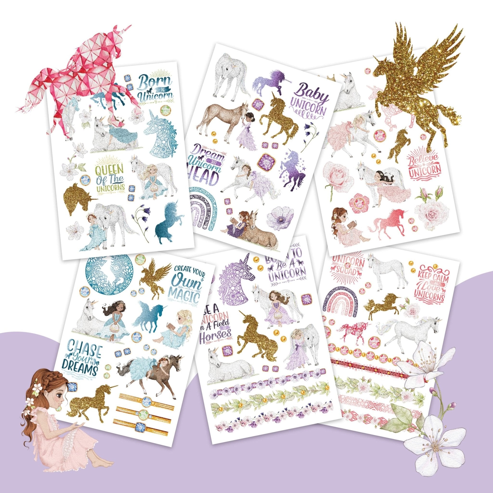 Papierdrachen Kindertattoo Metallic - Einhörner Papierdrachen - malmichmunt.com