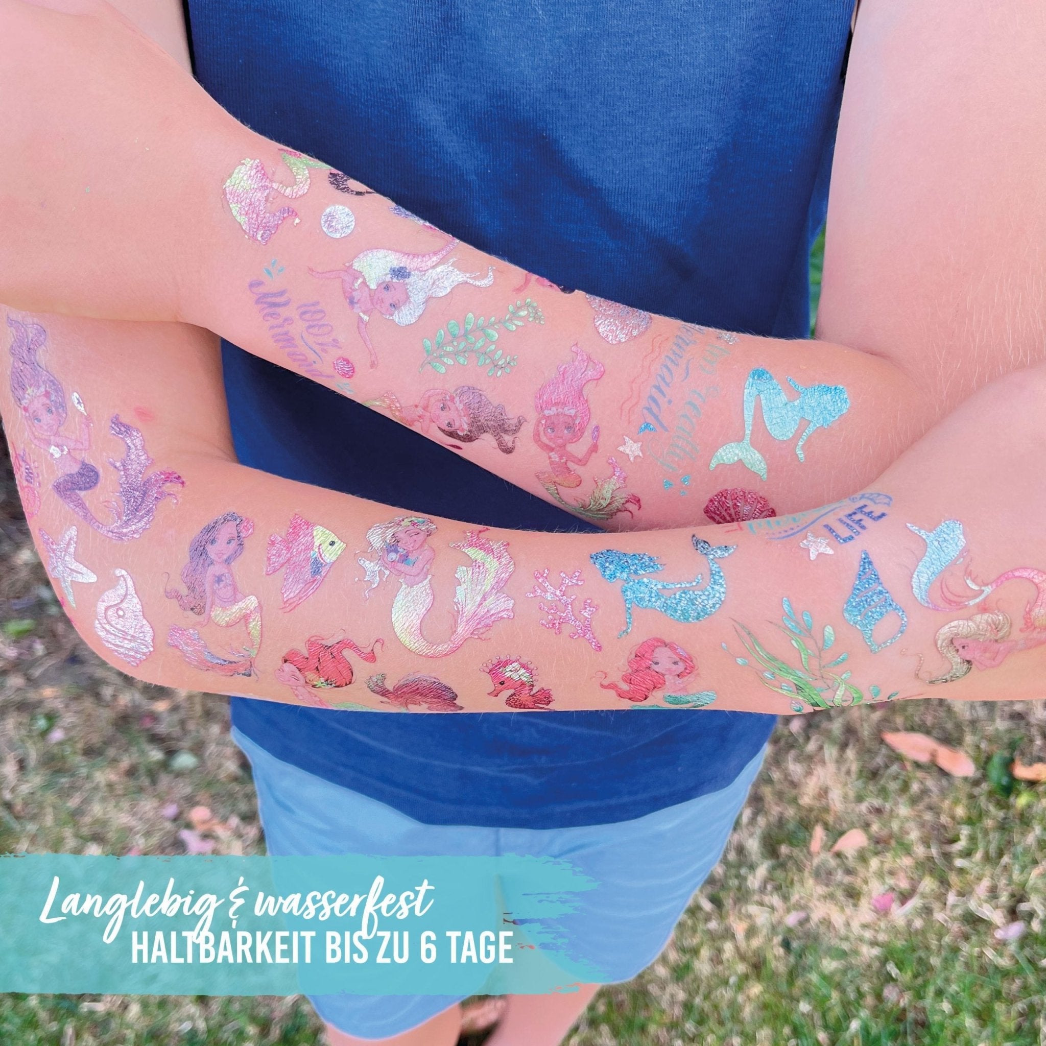 Papierdrachen Kindertattoo Metallic - Meerjungfrauen Papierdrachen - malmichmunt.com
