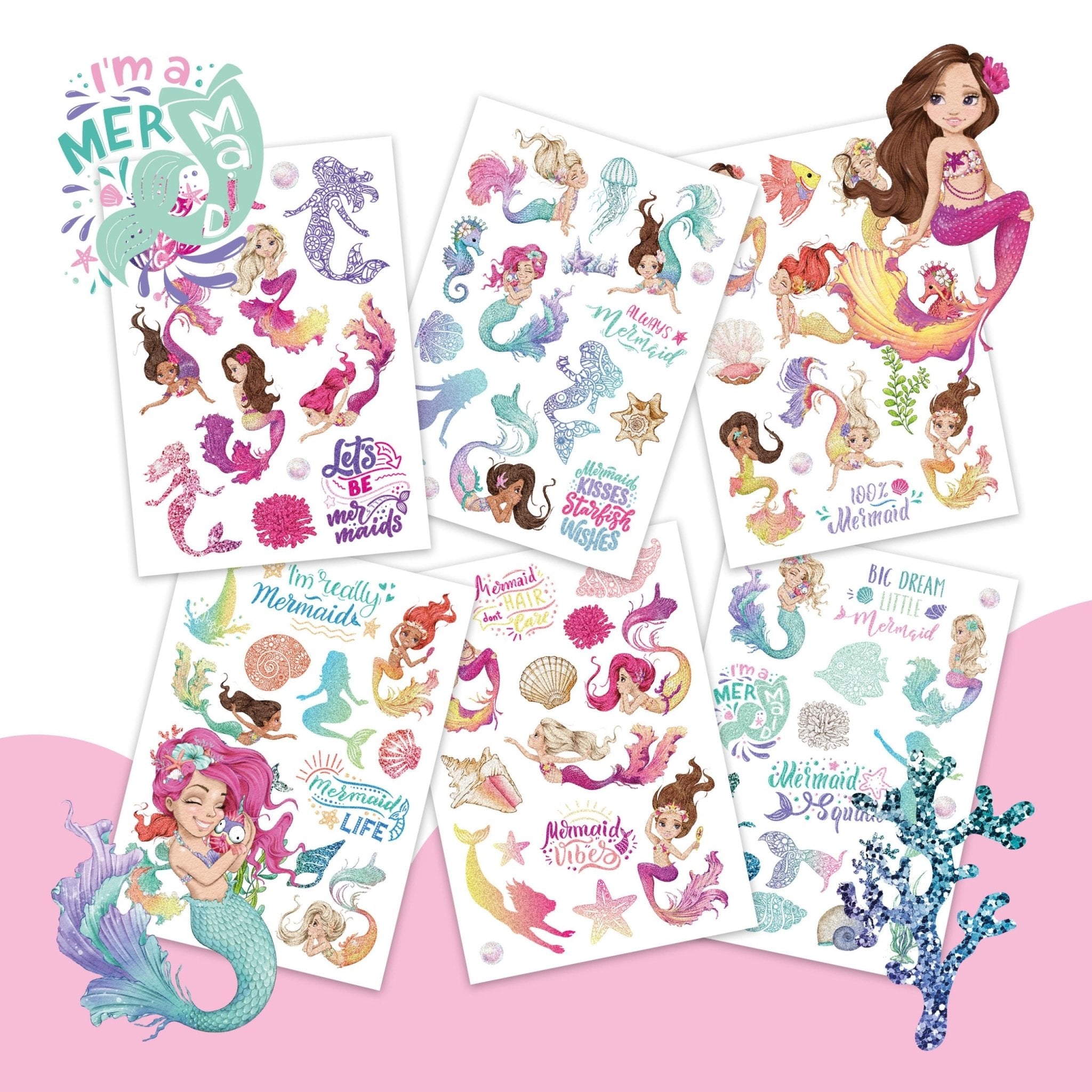 Papierdrachen Kindertattoo Metallic - Meerjungfrauen Papierdrachen - malmichmunt.com