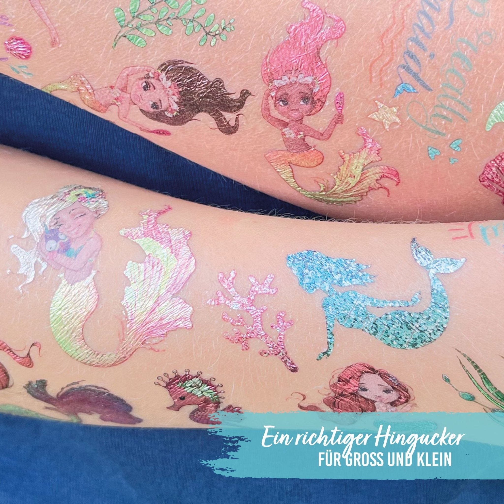 Papierdrachen Kindertattoo Metallic - Meerjungfrauen Papierdrachen - malmichmunt.com