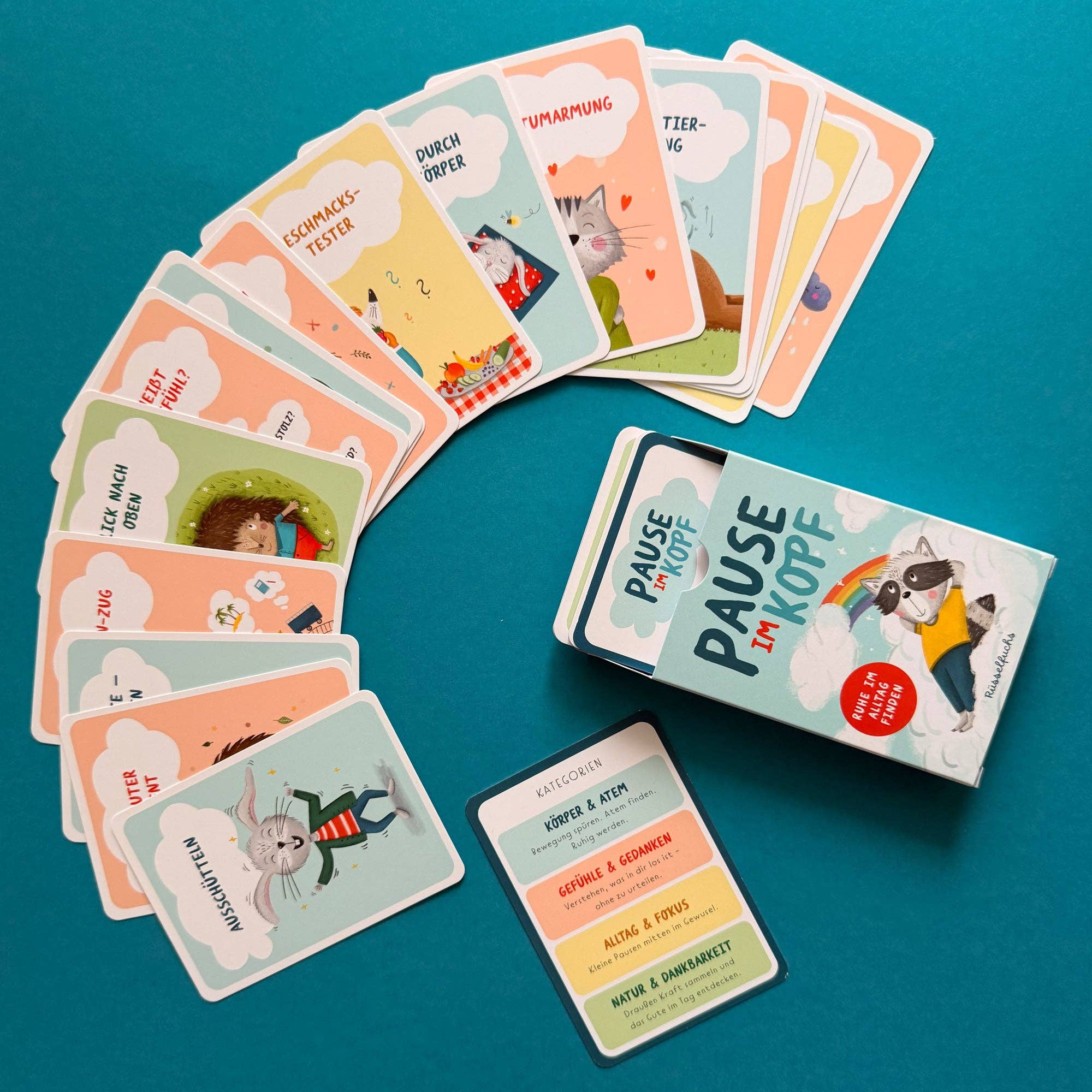 Pause im Kopf – Achtsamkeitskarten für Kinder Rüsselfuchs - malmichmunt.com