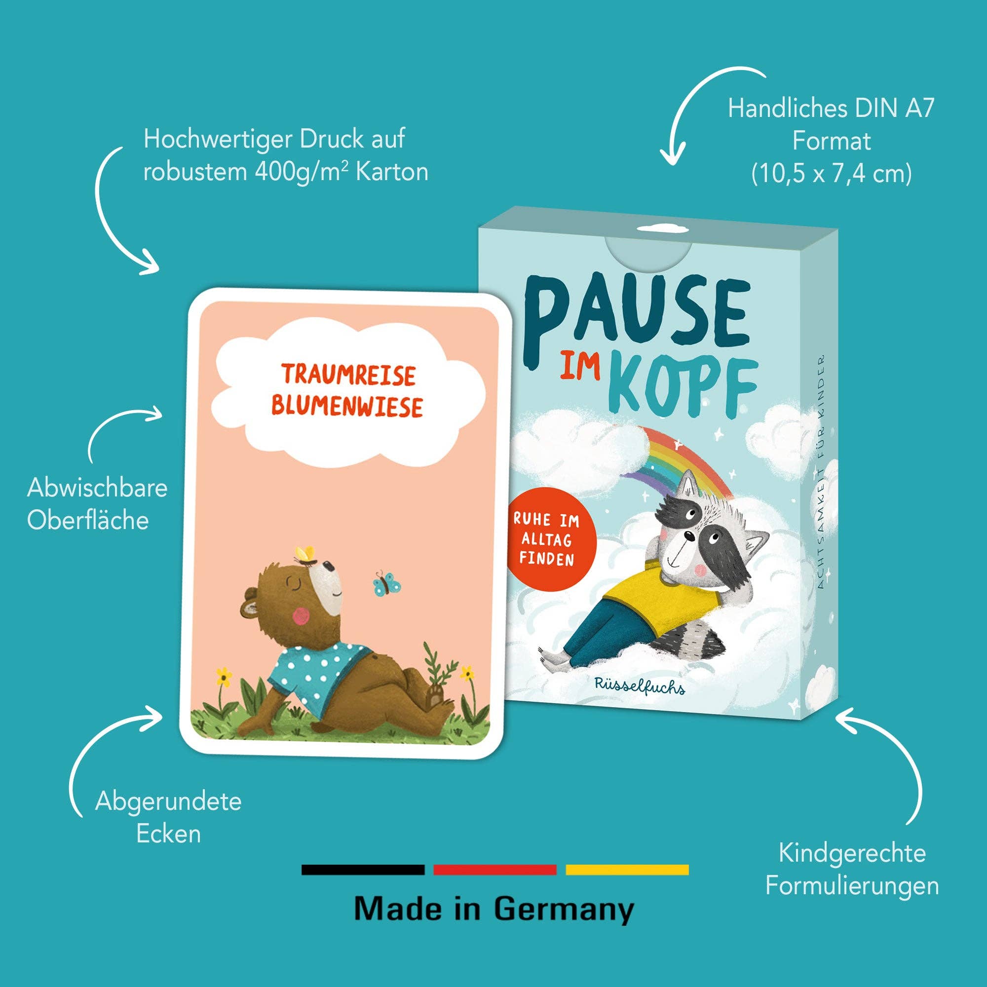 Pause im Kopf – Achtsamkeitskarten für Kinder Rüsselfuchs - malmichmunt.com
