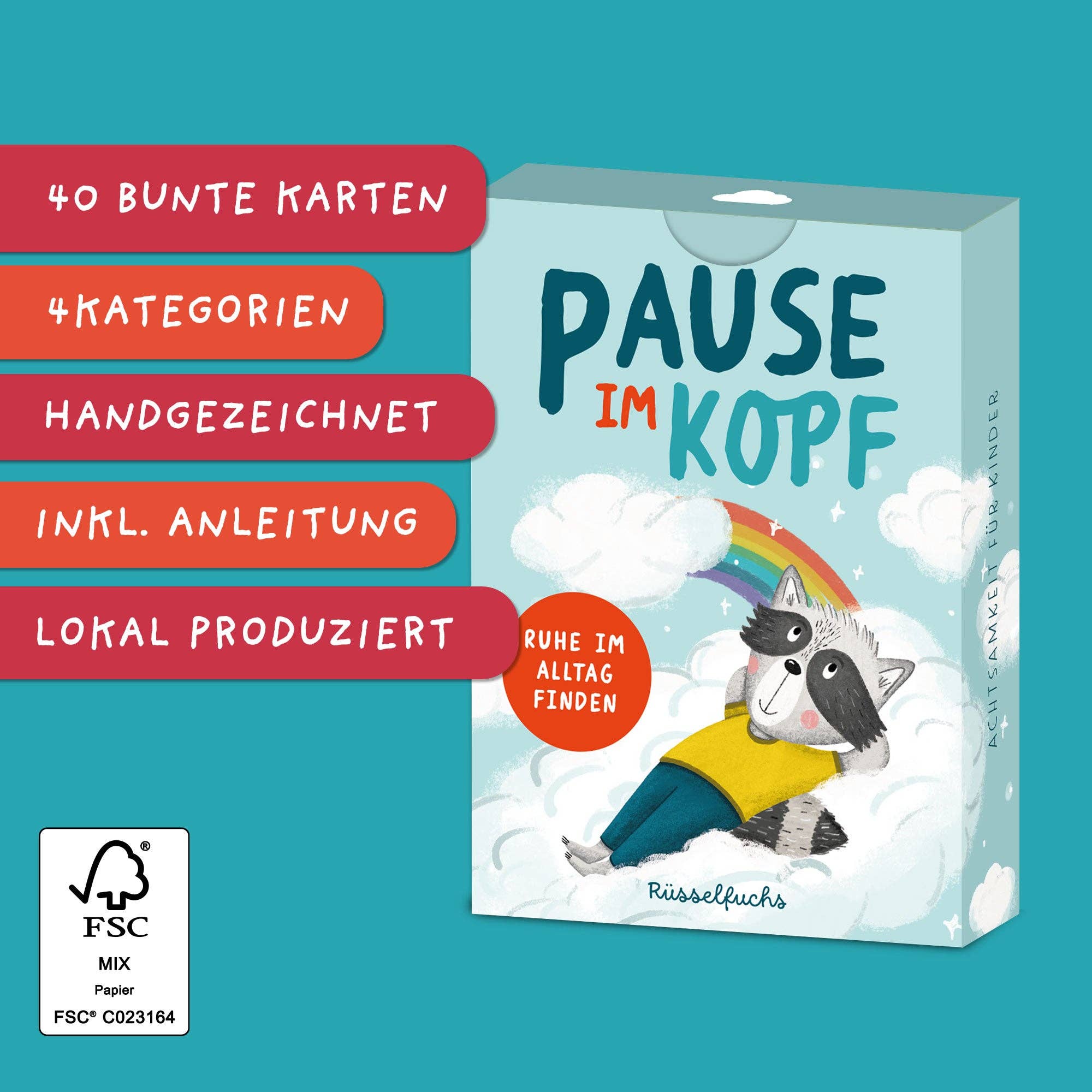 Pause im Kopf – Achtsamkeitskarten für Kinder Rüsselfuchs - malmichmunt.com