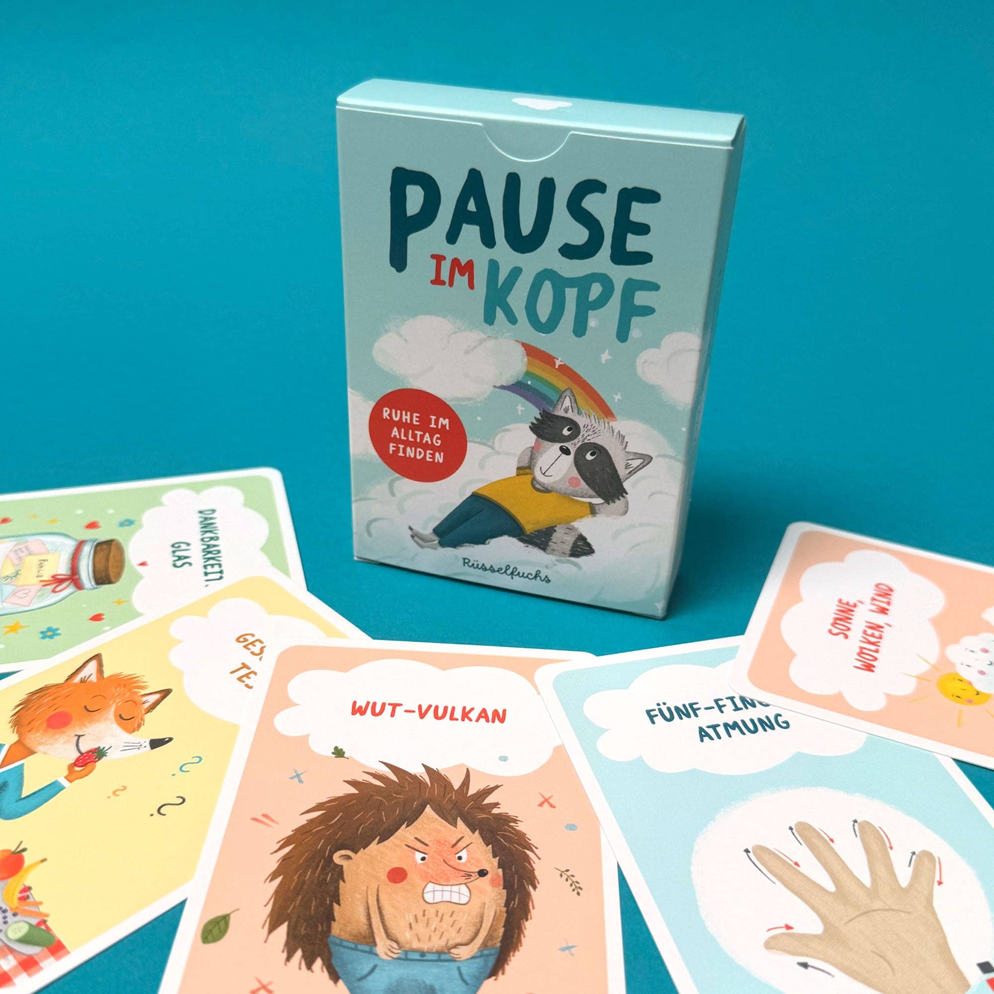 Pause im Kopf – Achtsamkeitskarten für Kinder Rüsselfuchs - malmichmunt.com