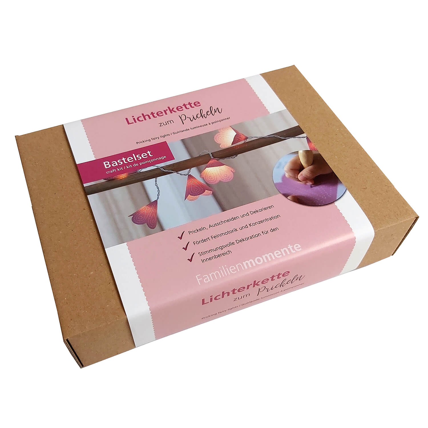 Prickelset Lichterkette Pastell - Rosa Familienmomente - malmichmunt.com