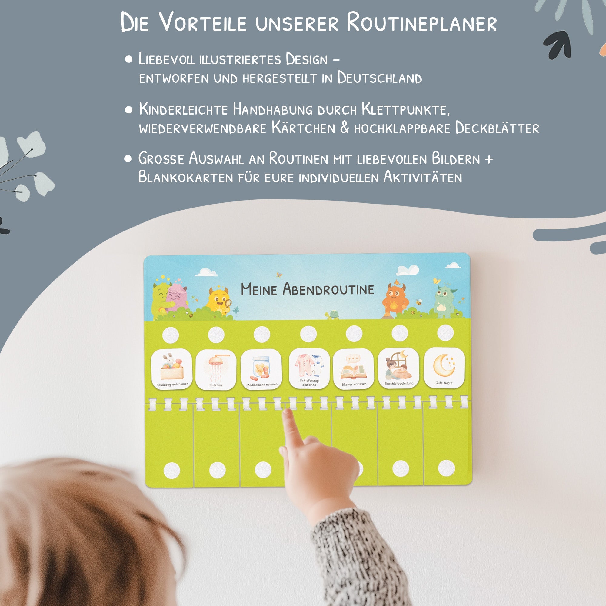 Routineplaner (Morgen & Abend) inkl. 105 Routinekärtchen - Mutmachbande Jeka - malmichmunt.com