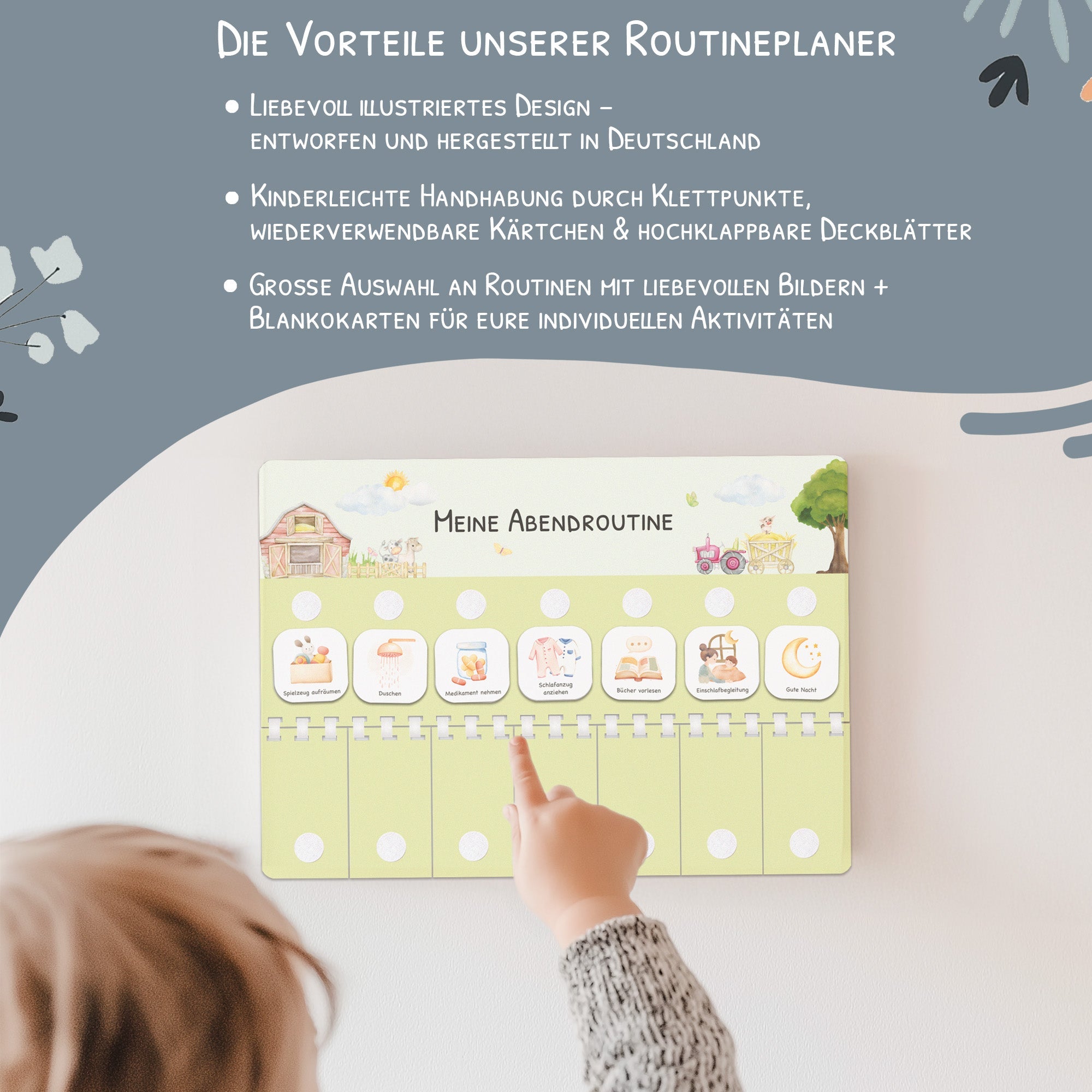 Routineplaner (Morgen & Abend) inkl. 105 Routinekärtchen - Bauernhof Jeka - malmichmunt.com