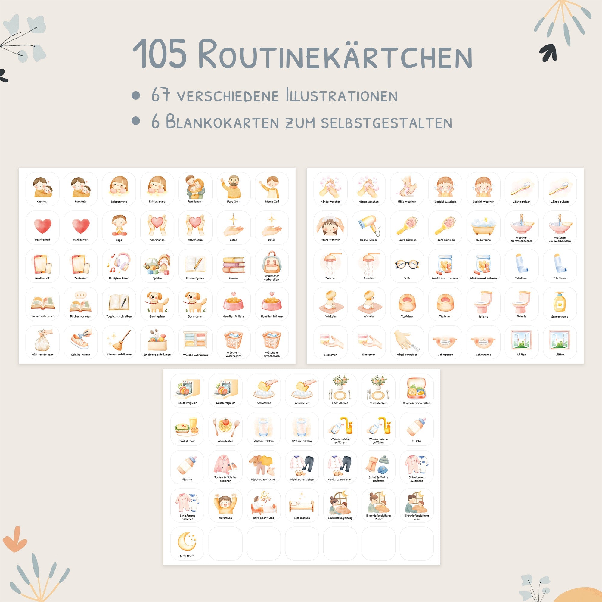 Routineplaner (Morgen & Abend) inkl. 105 Routinekärtchen - Dino Jeka - malmichmunt.com