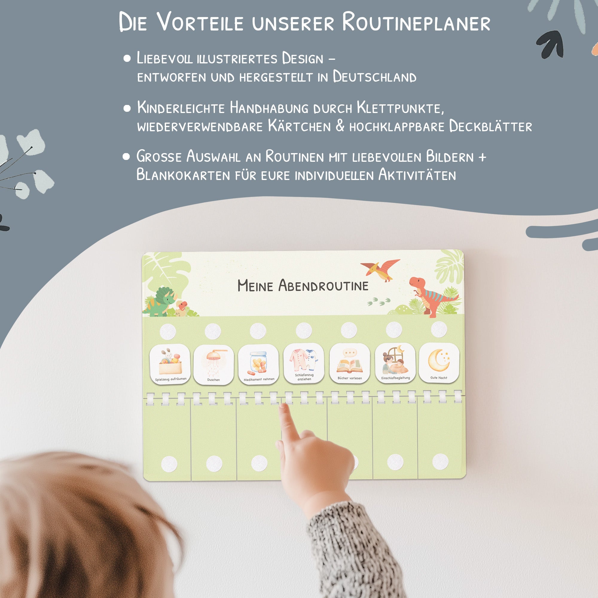 Routineplaner (Morgen & Abend) inkl. 105 Routinekärtchen - Dino Jeka - malmichmunt.com