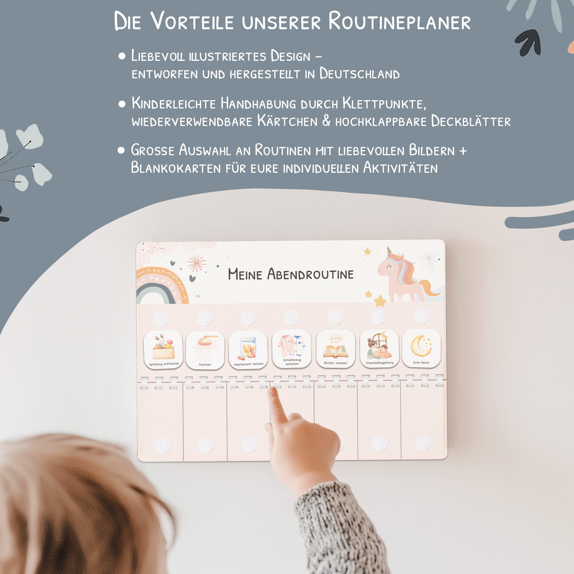 Routineplaner (Morgen & Abend) inkl. 105 Routinekärtchen - Einhorn Jeka - malmichmunt.com