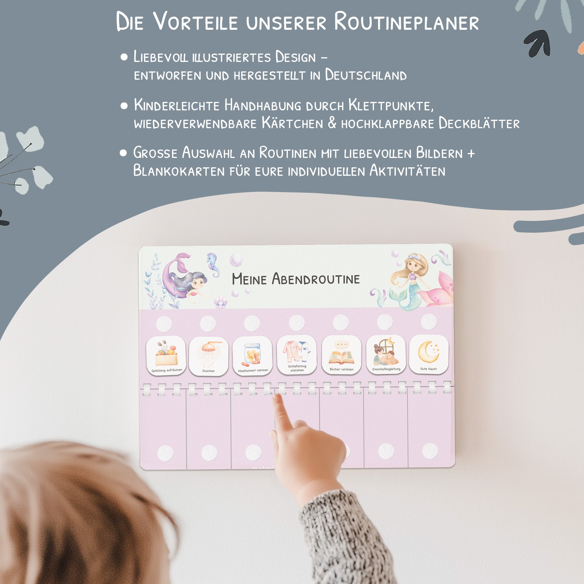 Routineplaner (Morgen & Abend) inkl. 105 Routinekärtchen - Meerjungfrau Jeka - malmichmunt.com
