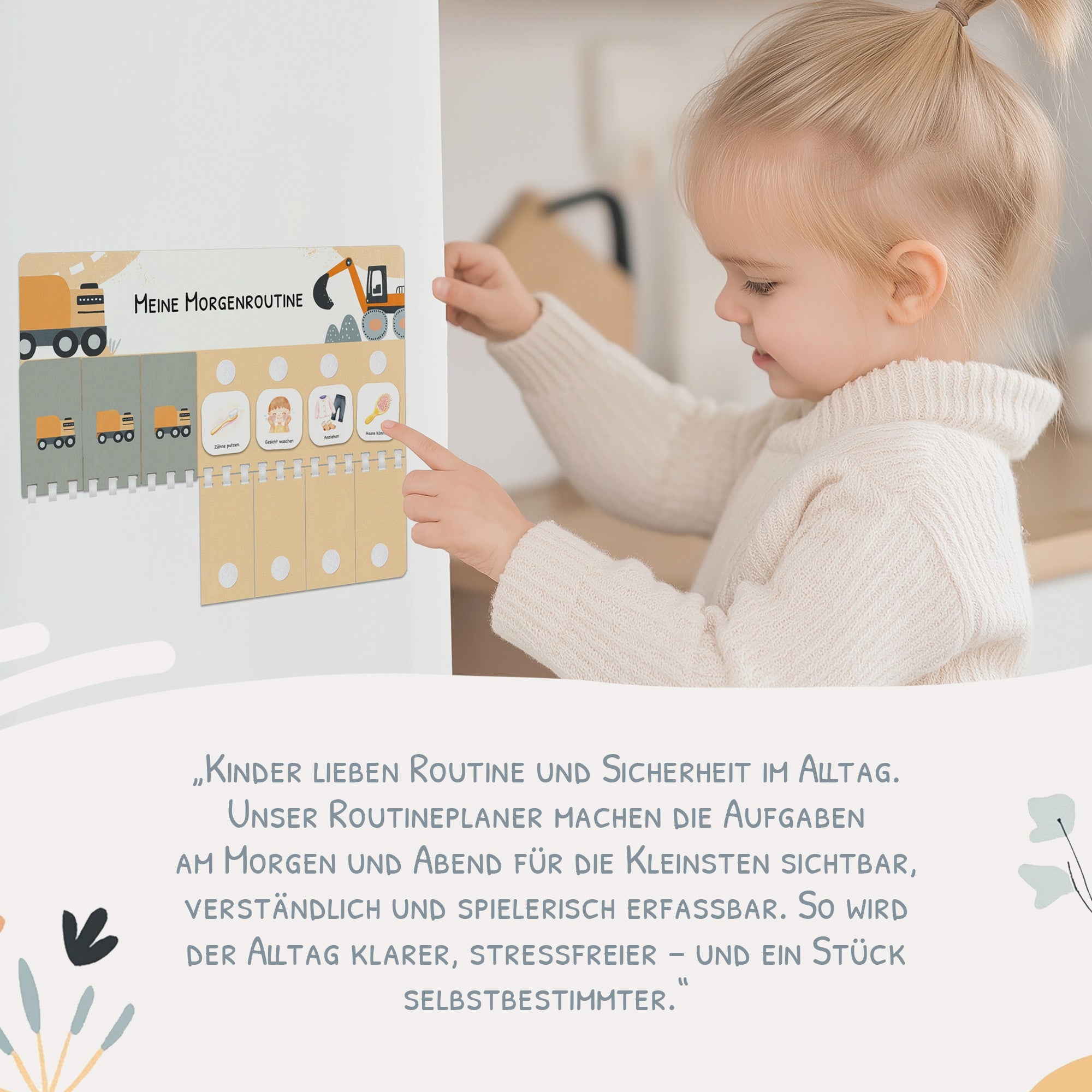 Routineplaner (Morgen & Abendroutine) Kinder inkl. 350 Routinekärtchen - Bagger Jeka - malmichmunt.com