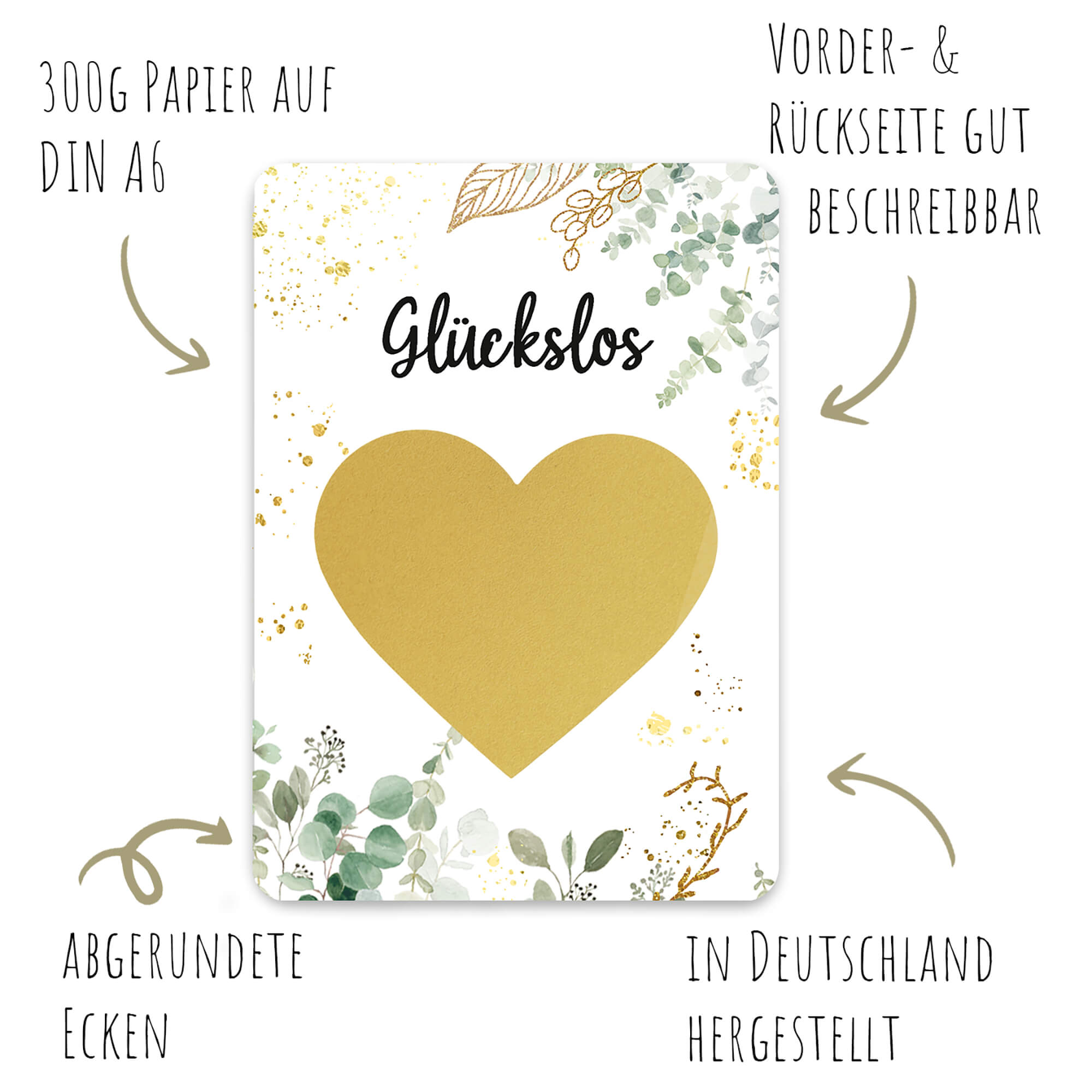 Rubbelkarten "Glückslos" - Euka (5er Set mit Umschlägen) Jeka - malmichmunt.com
