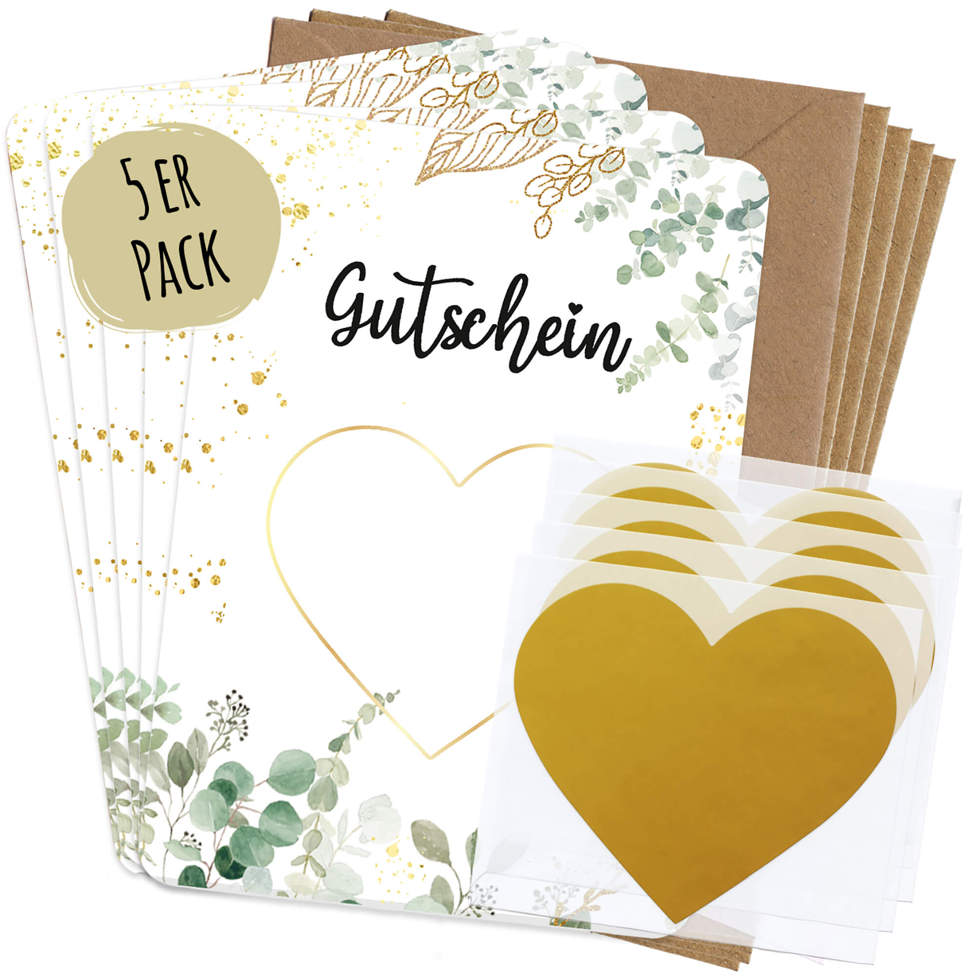 Rubbelkarten "Gutschein" - Euka (5er Set mit Umschlägen) Jeka - malmichmunt.com