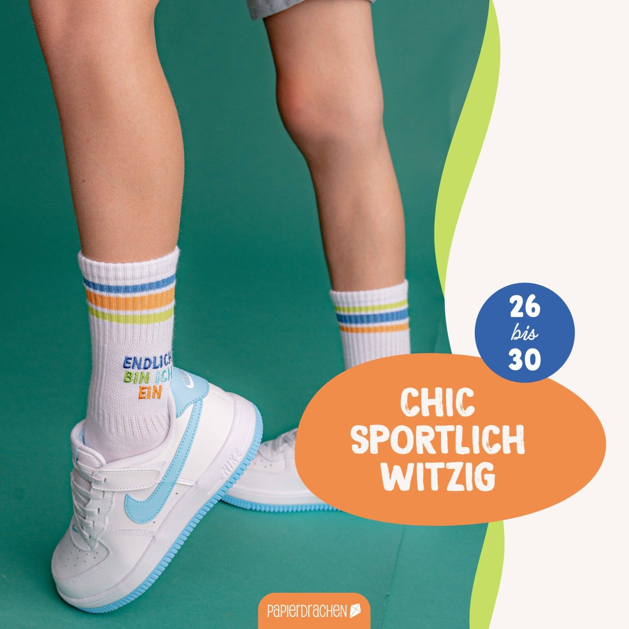 Schulanfang Socken - blau - Endlich bin ich ein Schulkind Papierdrachen - malmichmunt.com