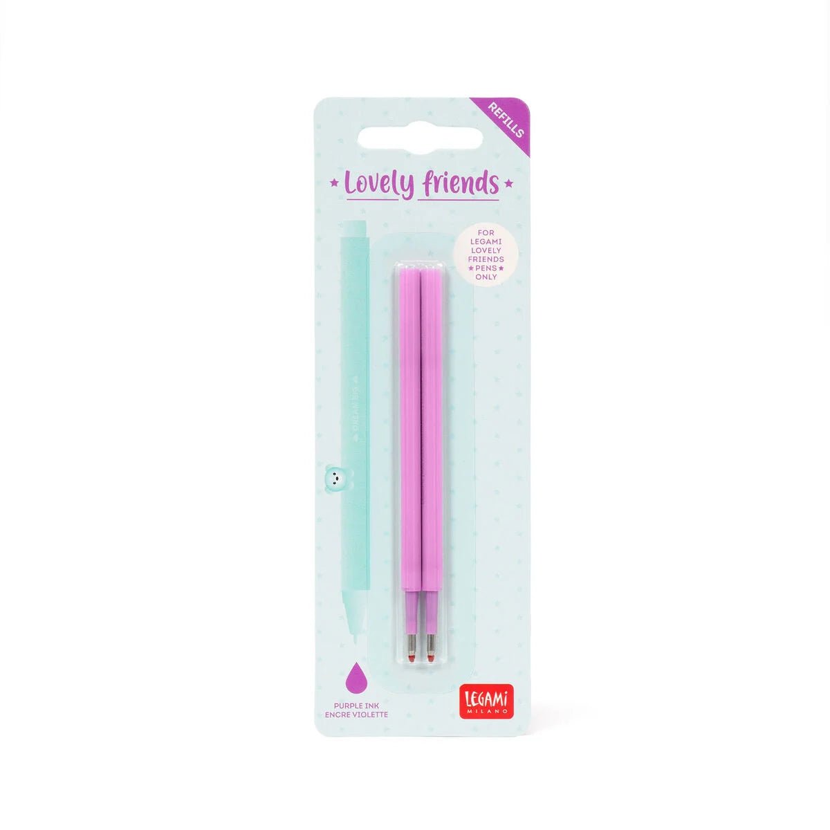 Set mit 2 Ersatzpatronen für Gelstift - Lovely Friends Legami - malmichmunt.com