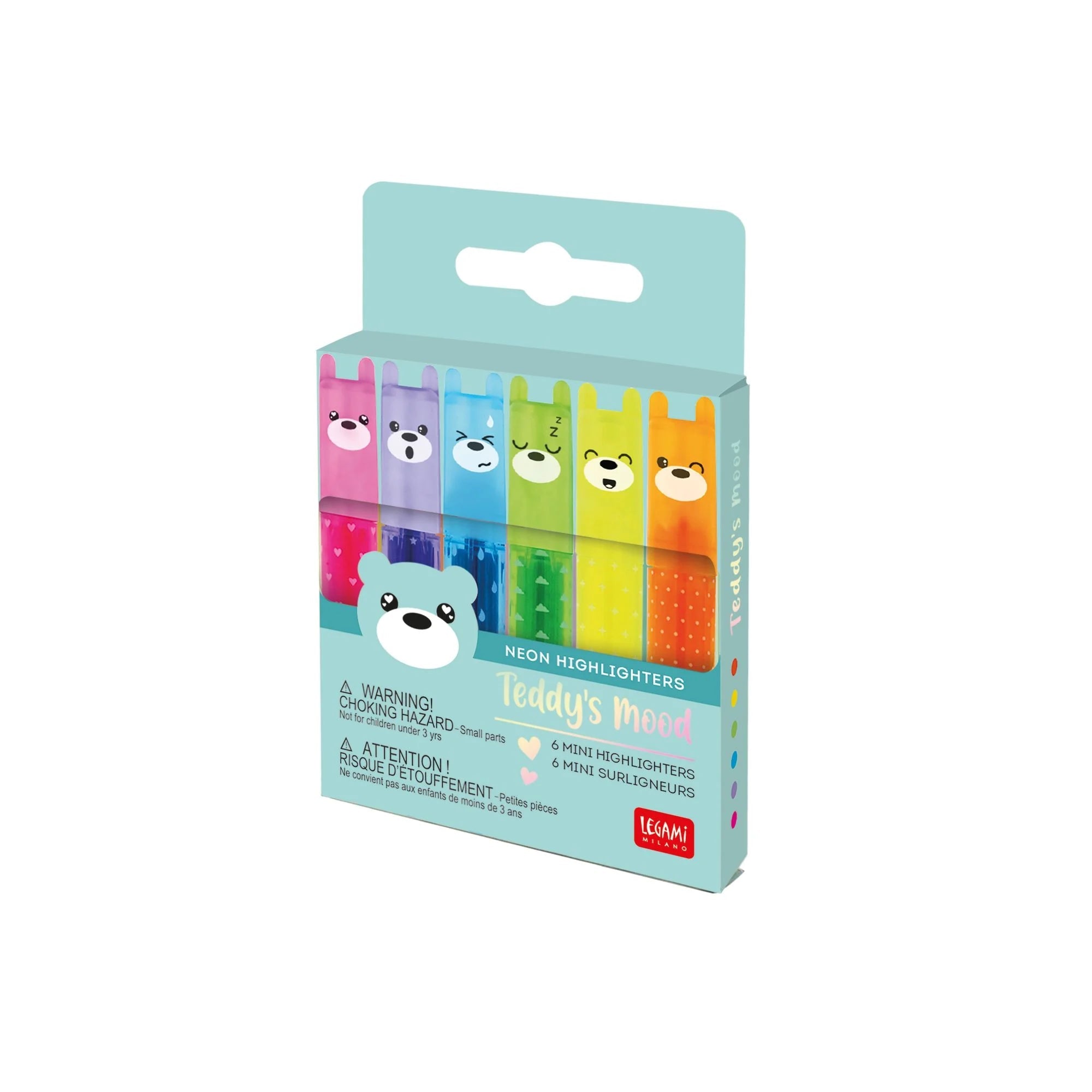 Set mit 6 Mini - Textmarkern - Teddy‘s Mood Legami - malmichmunt.com