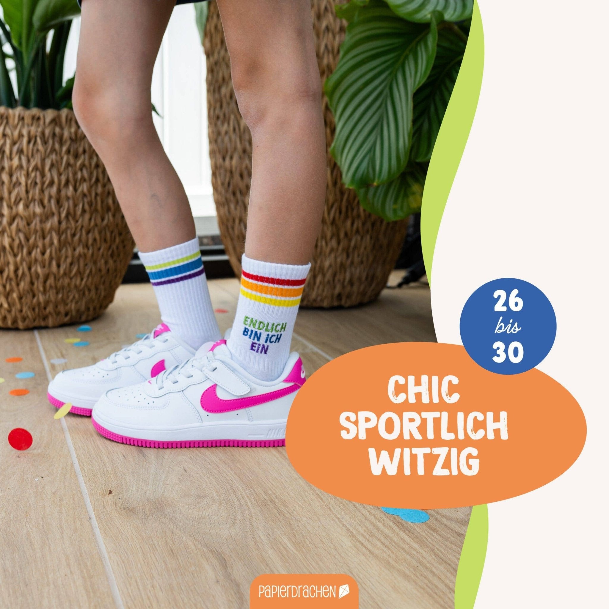 Socken Schulanfang - bunt - Endlich bin ich ein Schulkind Papierdrachen - malmichmunt.com