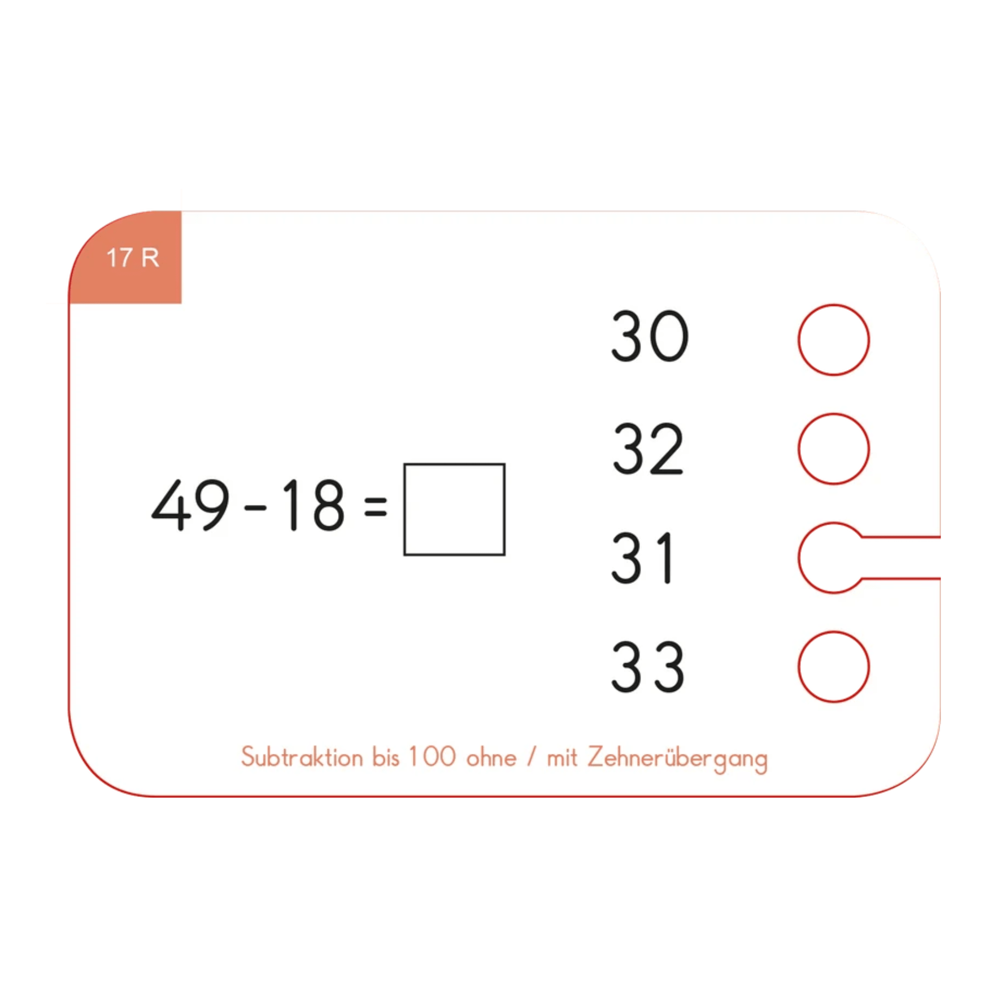 Subtraktion bis 100 - Übungen für den Lochkasten Lernspielverlag - malmichmunt.com
