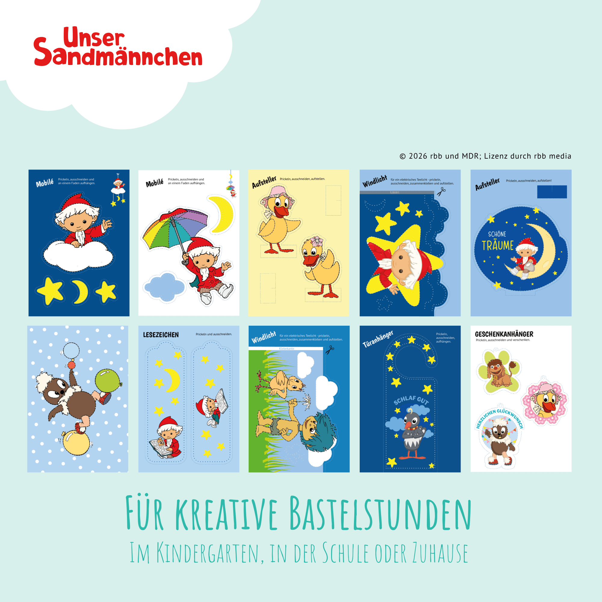 Unser Sandmännchen - 10 Prickelvorlagen zum Basteln Jeka - malmichmunt.com