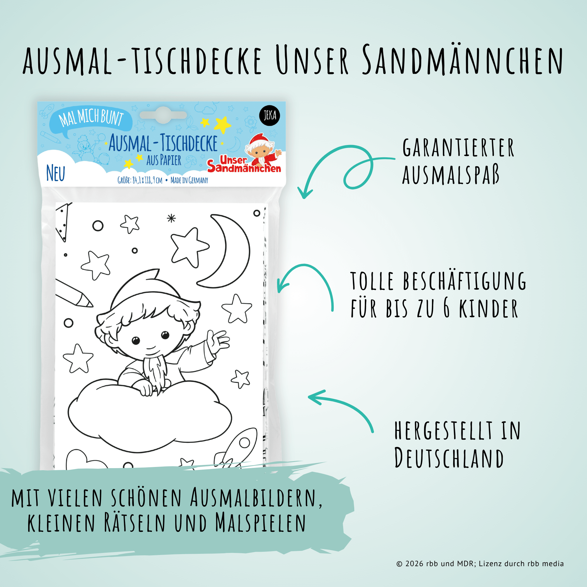 Unser Sandmännchen - Ausmal-Tischdecke aus Papier Jeka - malmichmunt.com
