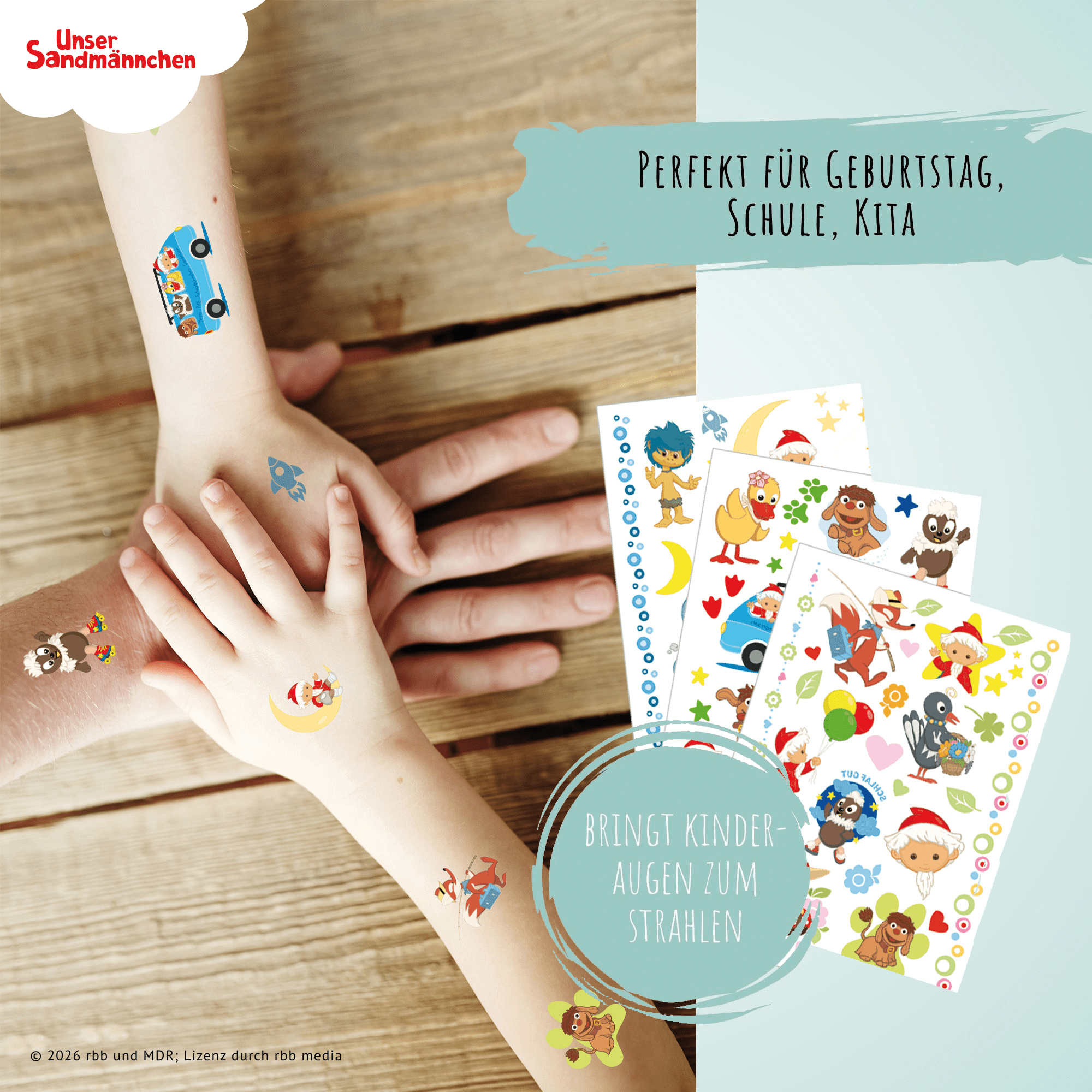 Unser Sandmännchen - Kindertattoos mit 3 Bögen Jeka - malmichmunt.com