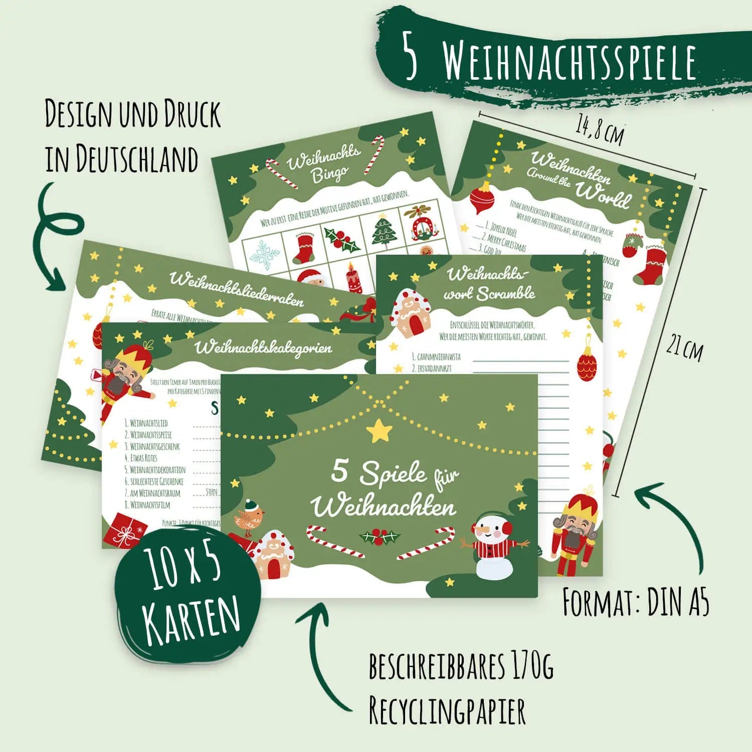 Weihnachtsspiele - Set Tannengrün Jeka - malmichmunt.com
