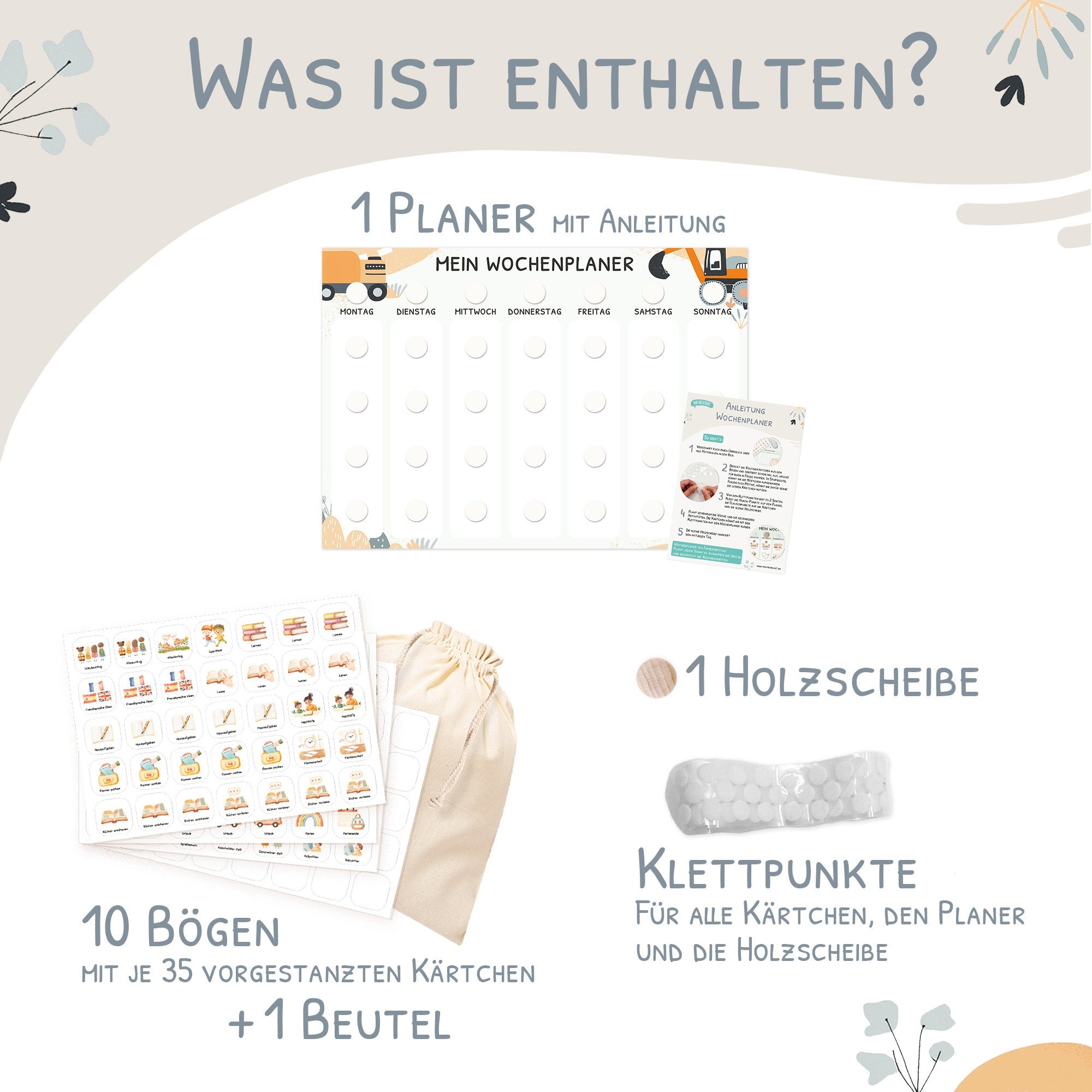 Wochenplaner Kinder - Motiv Bagger Jeka - malmichmunt.com