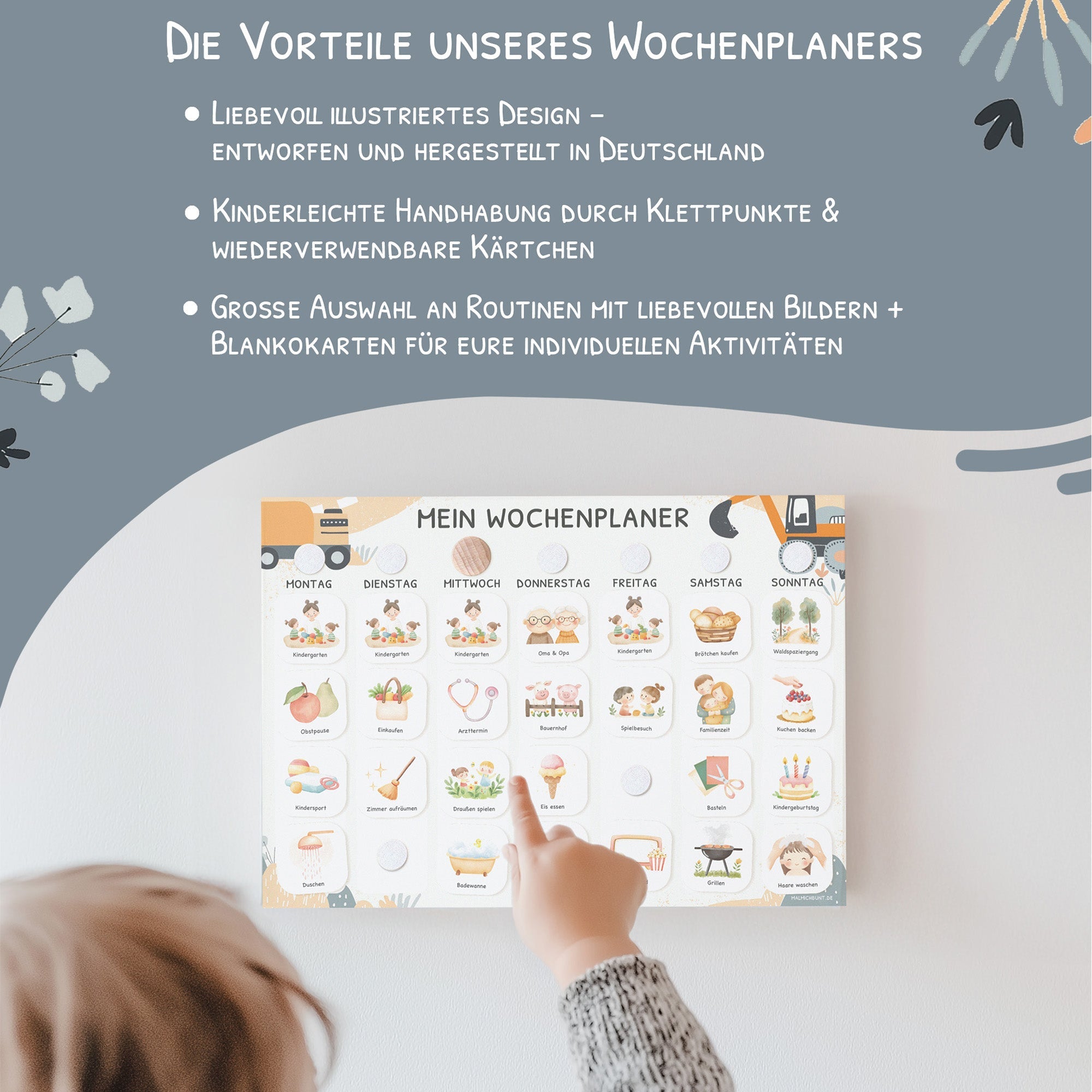 Wochenplaner Kinder - Motiv Bagger Jeka - malmichmunt.com