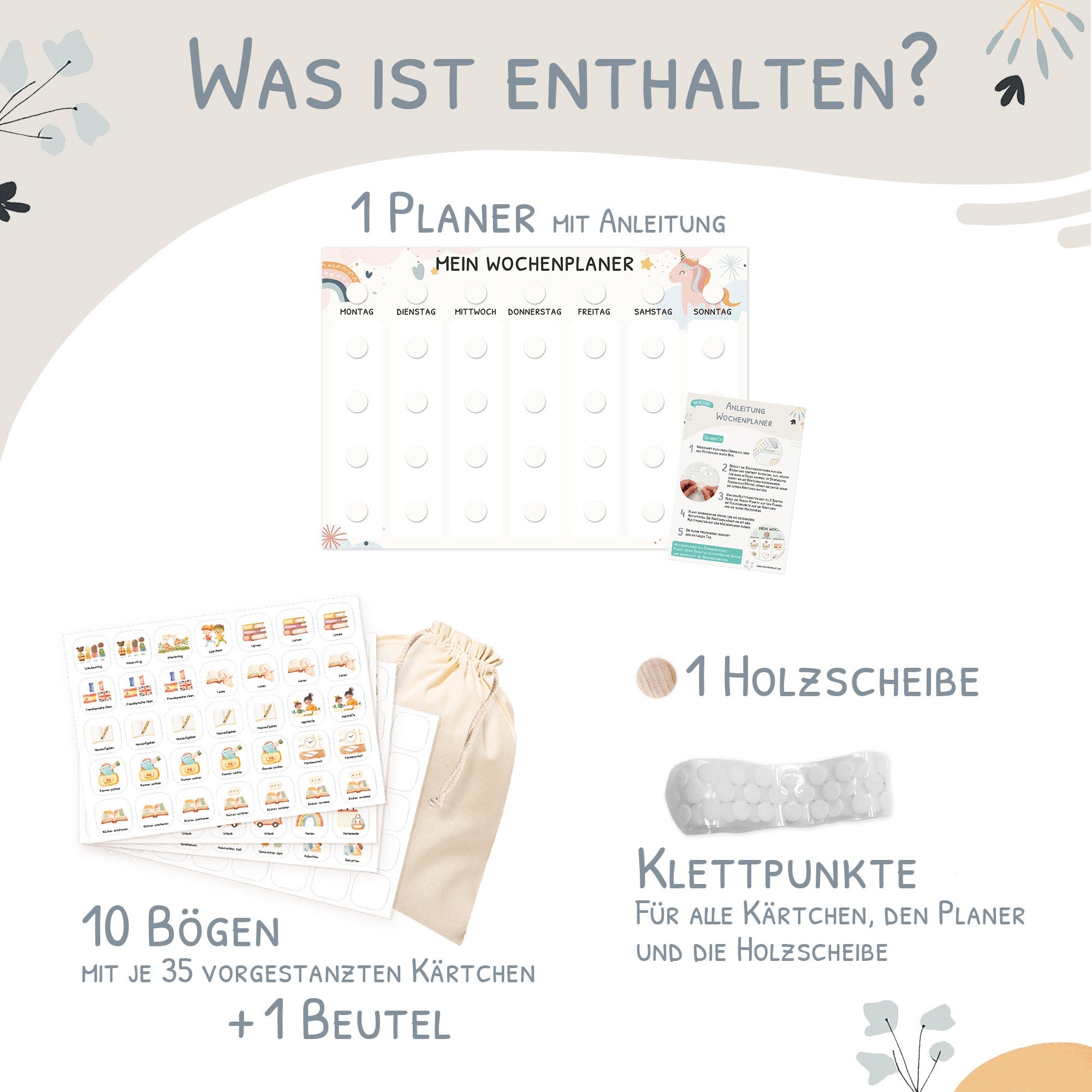 Wochenplaner Kinder - Motiv Einhorn Jeka - malmichmunt.com