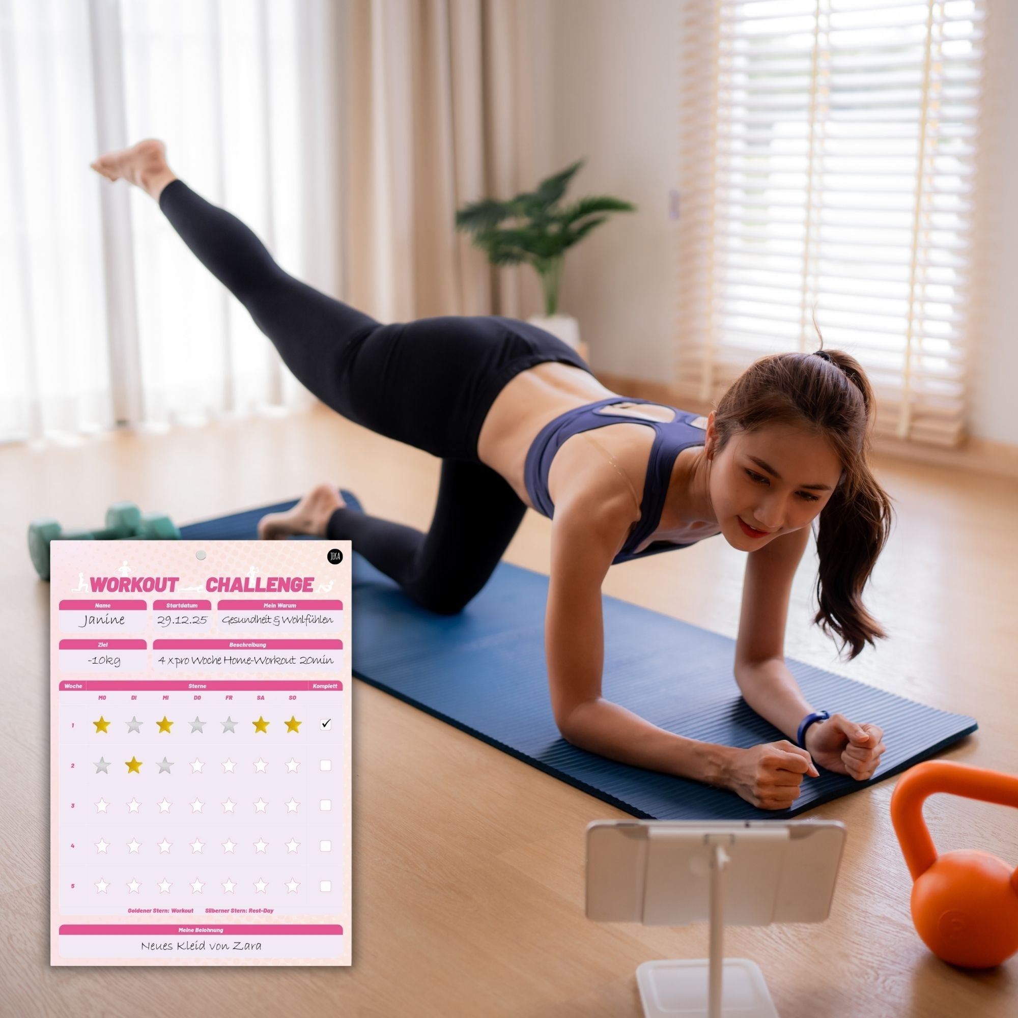 Workout - Challenge inkl. Sterne und Magnet - Pink Jeka - malmichmunt.com